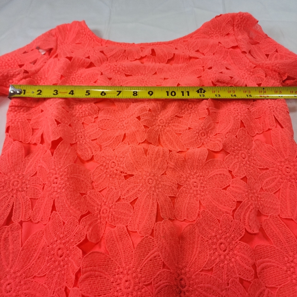 Ark&Co Women Coral Peach Lace  Mini Dress . Size S - Picture 14 of 15